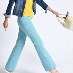 Betabrand Size Medium Petite Aqua And White Striped Pants